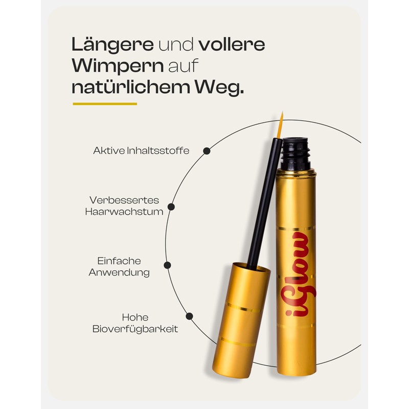 iGlow Professional Eyelash Serum for Long Eyelashes in Just 6-8