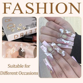 YAEISM Gold Silver Nail Charms Kits 3D Cross Gold Nail Charms Crystal Money Nail Charms 2 Colors Crown Butterfly Bowknot Nail Rhinestones with Glue Gel,Tweezer for Nail Art and DIY Crafts Decoration