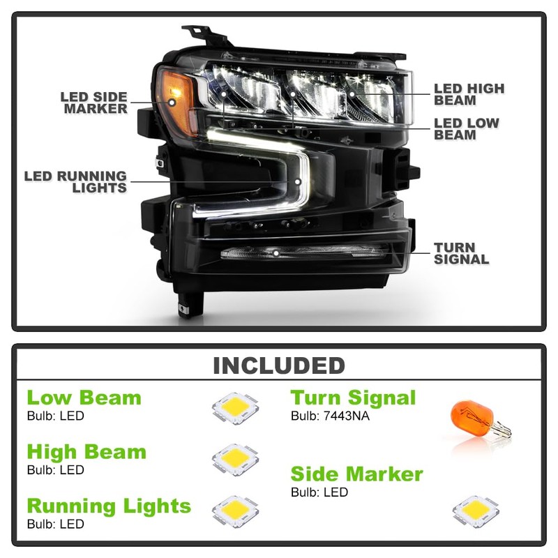 KEEKPO - For 2019 2020 2021 Chevy Silverado 1500 w/Halogen