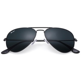 Pro Acme 55MM Small Aviator Sunglasses Glass Lens Classic Metal Frame UV400 Protection for Men Women (B-Black/Grey)