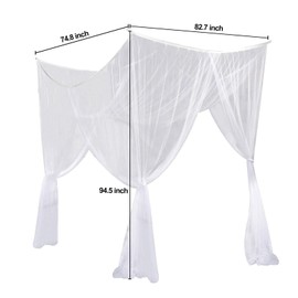 AIFUSI Mosquito Net, King Size Four Corner Post Curtains Bed Canopy for Single to Fits All Cribs and Beds for Adult Bedroom, Kids Rooms, Baby Bassinet, Garden, Camping（White）