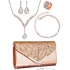 Henoyso 5 Piezas Set Joyas Bolso de Mano de Diamantes
