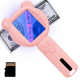 TINYLENS Bear Kids Microscope, 1000X Portable Microscope for Kids, Mini Digital Microscope with 2" Screen, Educational Science Kit Birthday Gifts, Age 4-12, 32GB TF Card Included(Pink)