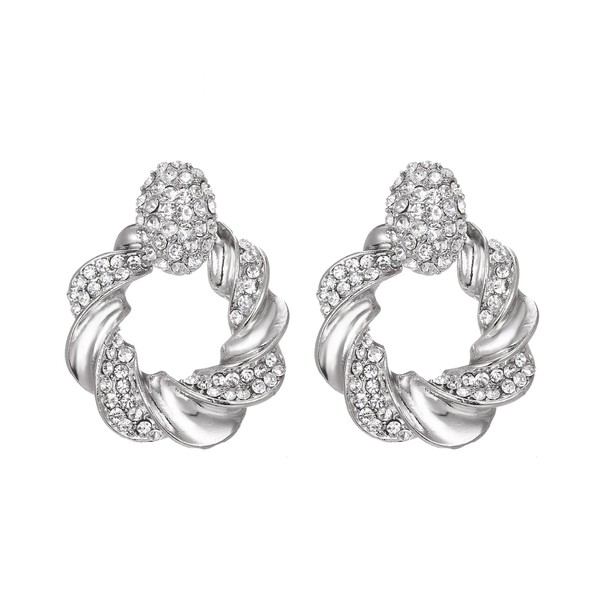 EVER FAITH Art Deco Twisted Round Earrings Geometric Statement Drop