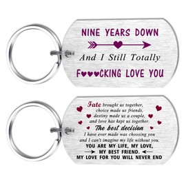 9th Wedding Anniversary Keychain Gifts for Women Men - 9 Year Anniversary Keychain Gifts for Him Her - 9 Year Down And I Still Totally Love You