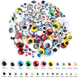 LotFancy 1100pcs Wiggle Googly Eyes for Crafts, Self-Adhesive Multi Colored Assorted Sizes (6mm, 8mm, 10mm, 12mm, 15mm, 20mm), Google Eyes Stickers for DIY, Toy Accessories, Art Crafts, Decoration