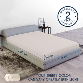 Dreamzie Elasticated Cotton Fitted Sheet, 160 x 200 x 30 cm