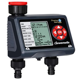 DEWENWILS Irrigation Computer, 2 Outputs, 4 Irrigation Programmes for Each Zone, Garden Watering Timer, Automatic Watering Timer with Rain Delayed/Manual/Automatic Mode