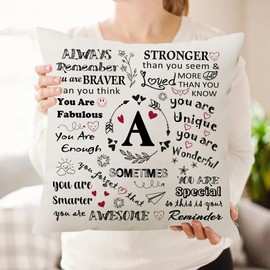 HKTNGEX Inspirational Throw Pillow Cover Gift,26 Letter Initial Alphabet A-Z Cushion Cover Pillowcase For Daughter Son Sisters Friends Colleague Birthday Christmas Graduation Reminder Home Decor (A)