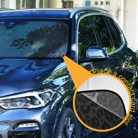 Car Windshield Sun Shade Black Leopard Print Car Sun Visor for UV Rays and Sun Heat Protection Gray Camouflage Blocks Heat and Sun Foldable Sun Shield 53x24 Inches, Automotive Interior Accessories