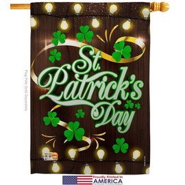 Lightful St Patricks Day House Flags 2 pcs Pack Springtime Patrick Shamrock Leprechaun Lucky Coin Holiday March Irish Clover Small Decorative Gift Yard Banner Made In USA 28 X 40
