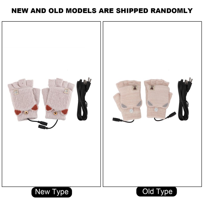 USB Heated Gloves Mitten Men Women Winter Knitted Fingerless Hand