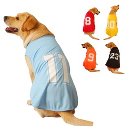 Dog Shirt Number Printed Summer Basic Vest Puppy Breathable T-Shirt Pet Sleeveless Tank Top Clothing for Large, Medium, Small Dogs (Medium, Blue)