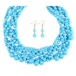 RIAH FASHION - Collar trenzado grueso con abalorio de burbujas – Collar de babero trenzado de varios hilos de acrílico, vidrio brillante, Metal, Base de metal