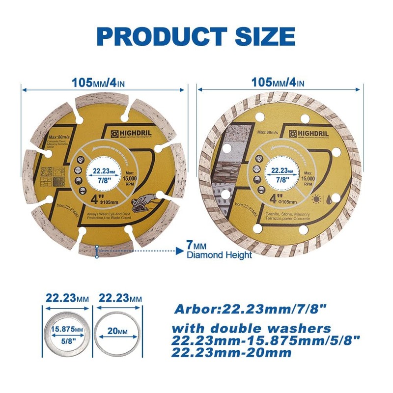 HIGHDRIL Diamond Cutting Disc - 105MM /4inch Diamond Cutting Disc