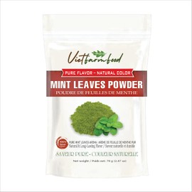 MINT LEAVES POWDER 2.47 Oz (70g) VIETFARMFOOD: Pure, natural freeze-dried spice made from real vegetables and fruits - perfect for enhancing every meal, from cooking, baking, salads, soups, sauces