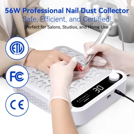 Makartt Nail Dust Collector - Electric Nail Vacuum Dust Collector with Reusable Filter, LED Display, Adjustable Speed, Larina Suction Powerful Extractor Fan Manicure Pedicure Tool for Home Salon