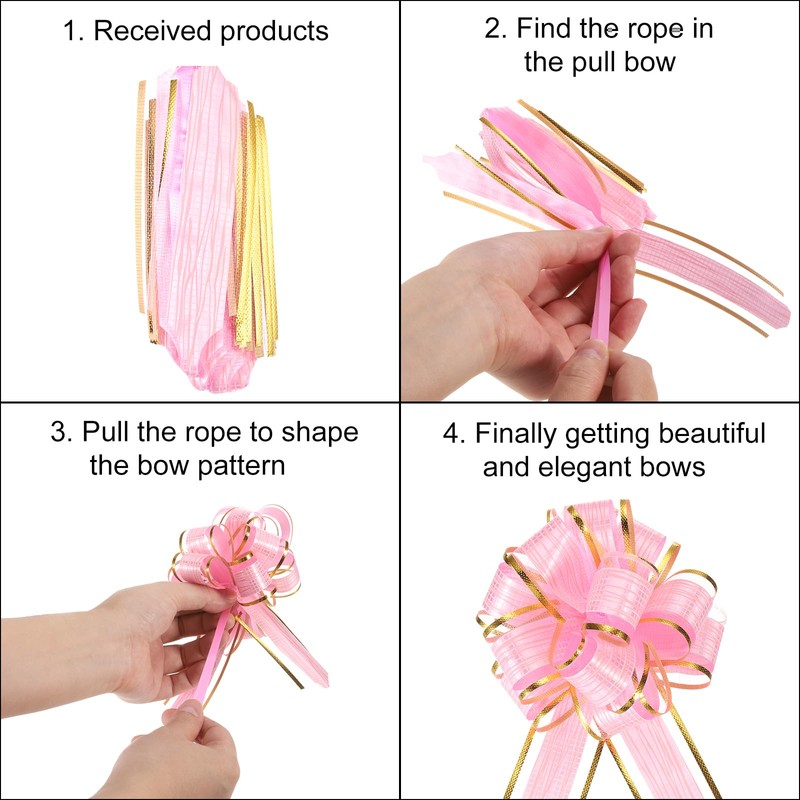 MECCANIXITY 5pcs 4 Inch Large Pull Bow Metallic Red Gift