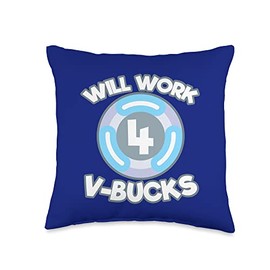 Will Work For Bucks Funny V Gifts for Bucks RPG Gamer Youth Throw Pillow