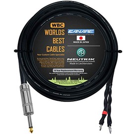 10 Foot - Canare 4S11 Speaker Cable with a Heavy-Duty 1/4 Inch Jumbo Sized Plug TS Connector & an Unterminated Bare-End - CUSTOM MADE By WORLDS BEST CABLES.