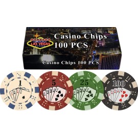 DA VINCI 100 Dice Stripe Flush Design Poker Chips in Las Vegas Gift Box