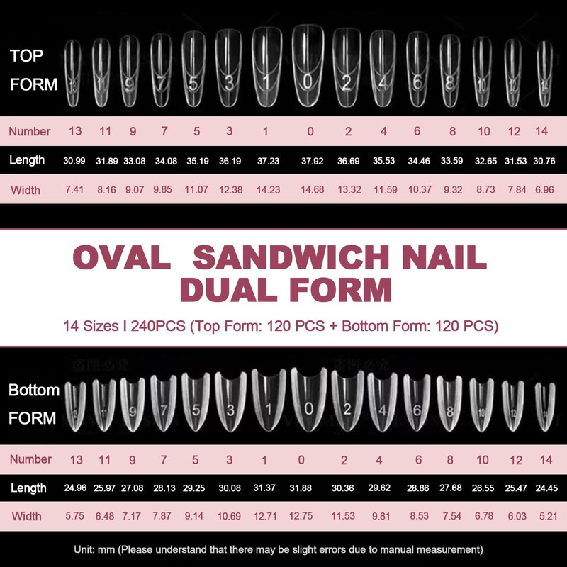 Plman 240 PCS Sandwich Nail Dual Forms, Nail Extension Kit