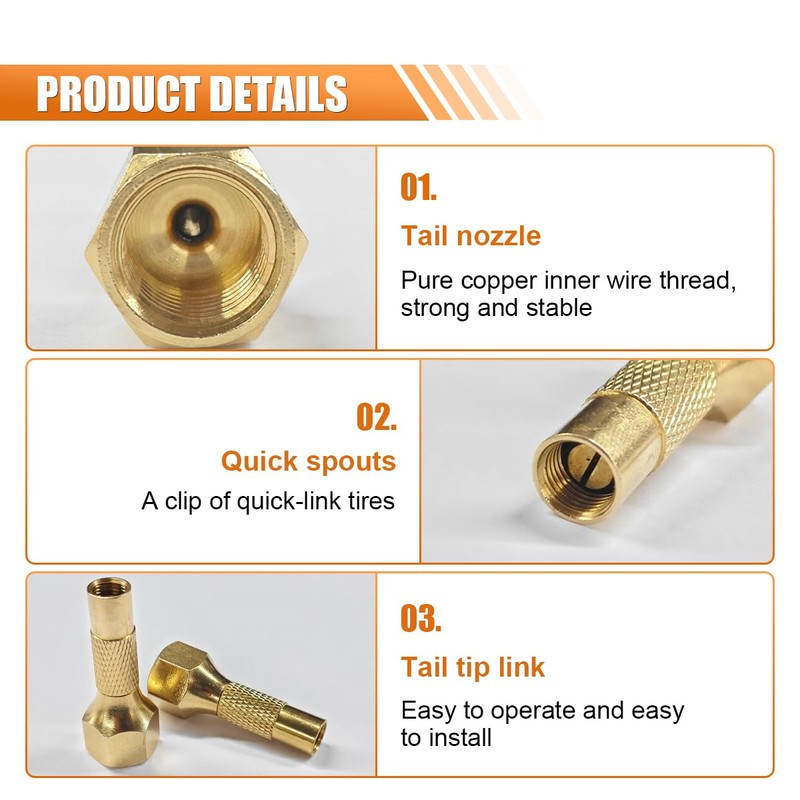 2PCS Air Chuck Twist-on, Heavy-Duty Brass 1/4 Female NPT Tire