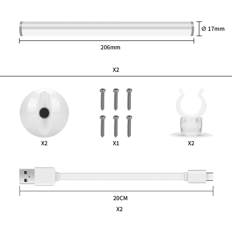Benature LED Mirror Lights Portable Rechargeable Vanity Light 3 Brightness