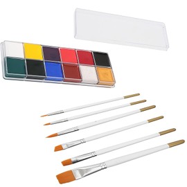 Taicols 12 Colores Pintura de la Cara con Aceite sólido Kit de Pintura de Pigmento de Pigmento con 6 Pinceles Pincel Brocha Pintura Corporal y Facial de Forma Segura Pintura Corporal para estu