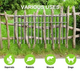 Animal Barrier Fence 10Pack, 24x15in Underground Protect Panels for Garden Deck Bottom Fencing and Outdoor Plant Bed Border Lawns - Stainless Design