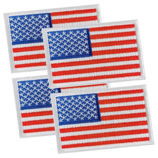 LEMIBK 4PCS American Flag Patches, Hook and Loop Fasten US