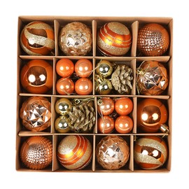 predolo 36Pcs Christmas Balls Christmas Tree Ornaments,Ball Christmas Tree Baubles for Valentine's Day, Orange