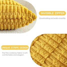 JOTOM Set of 2 Corduroy Soft Striped Cushion Covers 45x45 cm Decorative Throw Pillow Covers Square Cushion Case Home Boho Decor Pillow Cases for Couch Sofa Bedroom 18x18 Inch (Mustard Yellow)