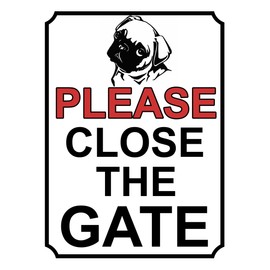 SHAWPRINT PLEASE CLOSE THE GATE METAL DOG THEME SIGN 150MM X 115MM (429H1S)