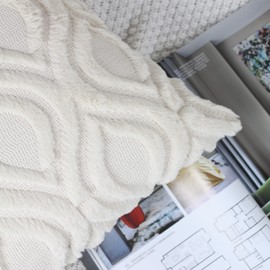 NIULAA Pack of 2 Soft Fluffy Faux Fur Cushion Covers 45 x 45 Beige Embroidered Boho Decorative Throw Pillow Cases Plush Velvet Cushion Cover 18x18 Sofa Cushions for Living Room Farmhouse