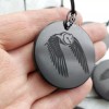 Shungite crystal Amulet of Knowledge, "OWL" real black shungite pendant,