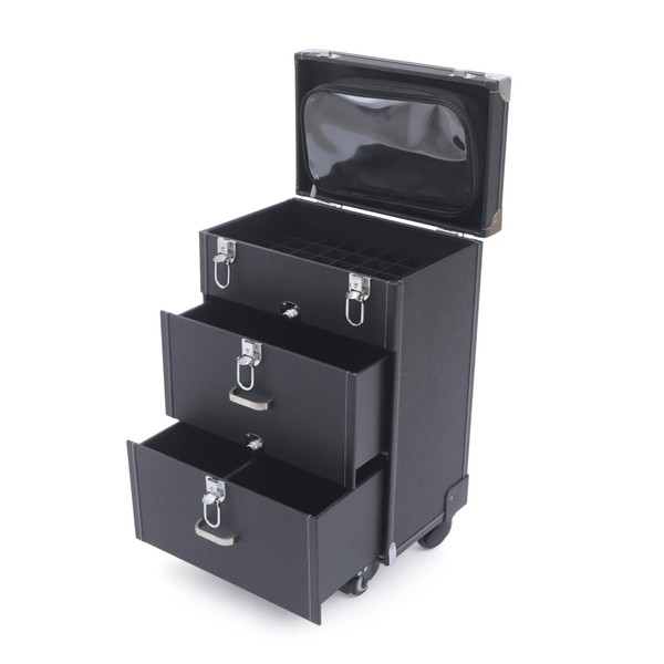 RustyVioum 3-Tier Rolling Makeup Train Case, Multi-layer Large-capacity Cosmetic Case