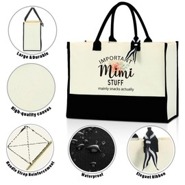 PKW Mimi Gifts Tote Bag, Mimi Birthday Christmas Gifts Tote Bag, Gift Tote Bag for Mimi from Granddaughter Grandson, Mother's Day Gift Tote Bag for Grandma Grandmother Nana Mimi