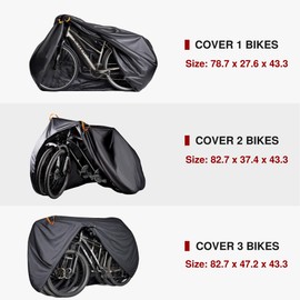 Puroma Bike Cover for 1 bike, 190T Outdoor Waterproof Bicycle Covers Rain Sun UV Dust Wind Proof with Lock Hole for Mountain Road Electric Bike (Black & Silver)