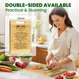 Kikcoin Mom Birthday Gifts - Bamboo Cutting Boards for Kitchen, Mothers Day Cutting Board Gift from Daughter Son, Thanksgiving Christmas Gifts for New Mom, Large Cutting Board 13.8" X 9.8"
