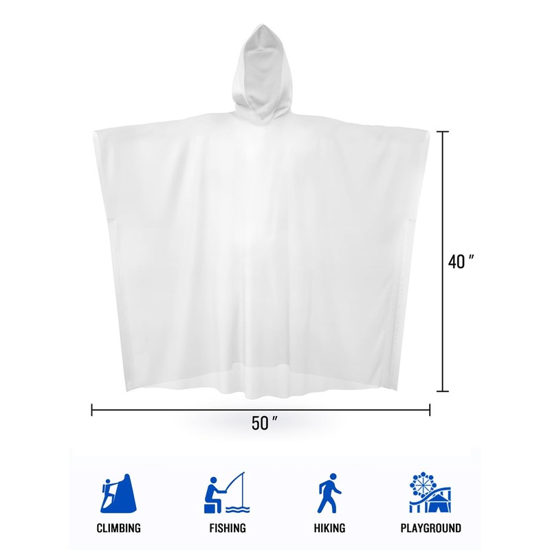 SaphiRose Disposable Rain Ponchos Emergency Clear Poncho (4 pack, Clear)