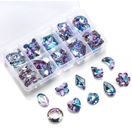 QIKAIDE 50 Pcs Crystal Suncatcher Beads Kit Colorful Prism Crystal Chandelier Parts Purple Replacement Large Glass Beads Suncatchers for Window Hanging Garden DIY Lamp Pendant Supplies Decoration Ornament