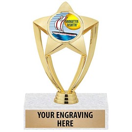 Raingutter Regatta Trophy - 6" Gold Star Custom Raingutter Regatta Trophy Awards