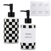 2 Pack Checkered Bathroom Soap Dispenser with 6 Waterproof Labels