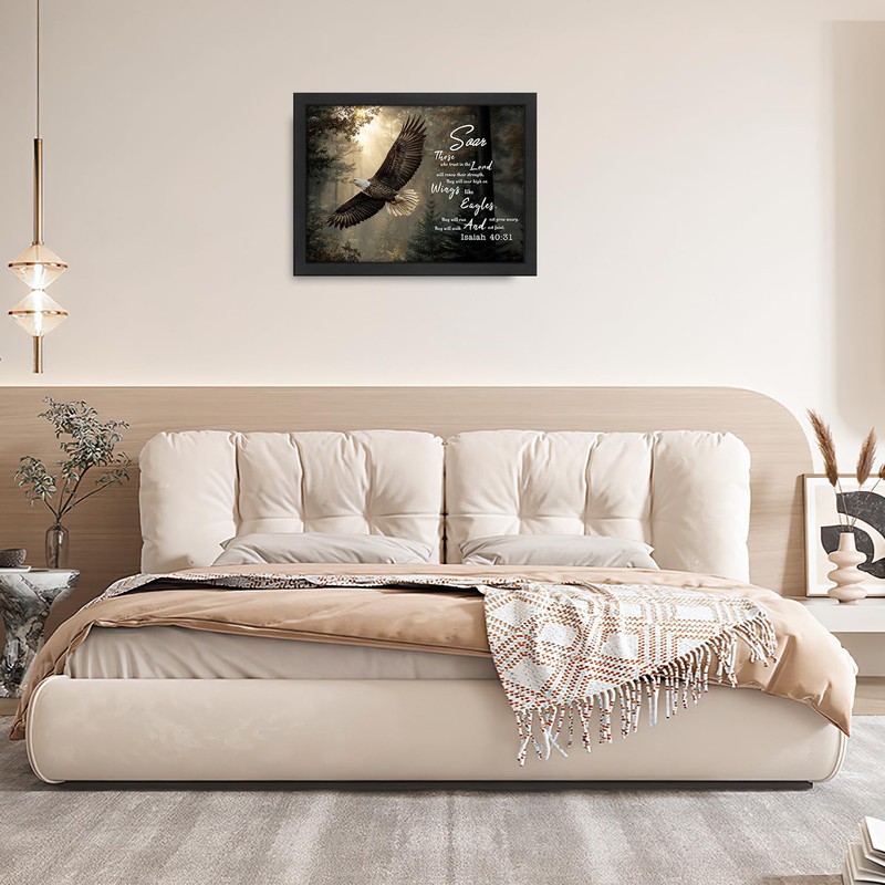 Eagle Decor Wall Art Flying Bald Eagle Bible Verse Pictures