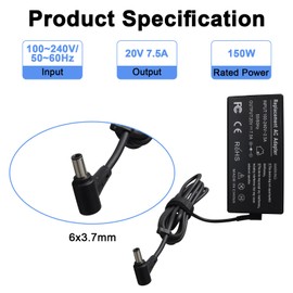 MXJFYY 150W Laptop Charger for Asus TUF Gaming F15 F17 FX505GT FX506HC FX705DU FX705DT FX706LI FX505DY Power Supply for Rog G531GT G531GD G731GT FX705GT FX505DT FX505DD FX705DD Zeph. yyrus G14. (6