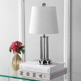 JONATHAN Y JYL2025A Lillian 18" Metal Mini LED Lamp Transitional,Glam,Traditional,Contemporary for Bedroom, Living Room, Office, College Dorm, Coffee Table, Bookcase, Chrome with White Shade