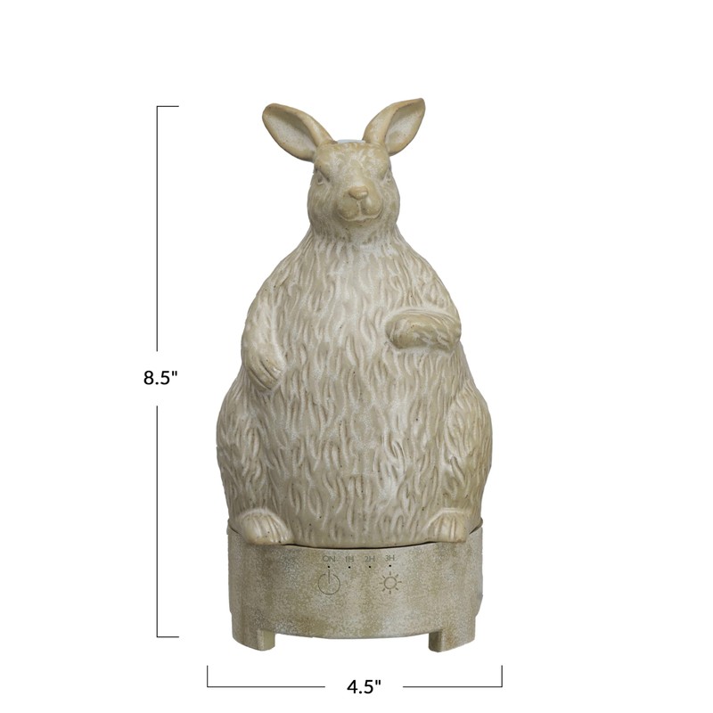 Creative Co-Op Stoneware Rabbit Oil Diffuser with Timer, Cream