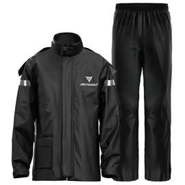 MOTOWOLF Motorcycle Rain Jacket, Rain Pants, Rain Suit, Jacket, Top and Bottom, Spring, Summer, Autumn, Winter, Reflective, Rain Gear, Cycling, Fishing, Outdoor, Men's, Women's, black, L