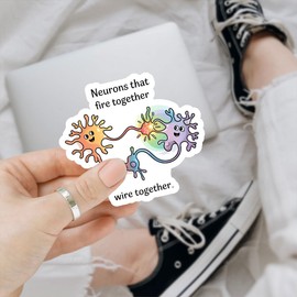 (3psc) Neurons That Fire Together Wire Together Sticker, Cute Neuron Psychology Gift Sticker, Funny Meme Science Medical Stickers for Laptop Water Bottle Car Phone Helmet Window 3"